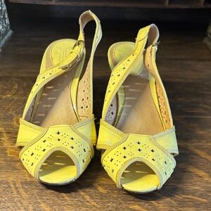 Frye Yellow Peep-Toe Slingback Heels